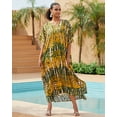 thumbnail image 5 of Edolynsa Striped Print Kaftan Bat Sleeve Beach Dress Plus Size Swimsuit Cover-Up Casual Outfit Caftans Africa Robe, 5 of 8