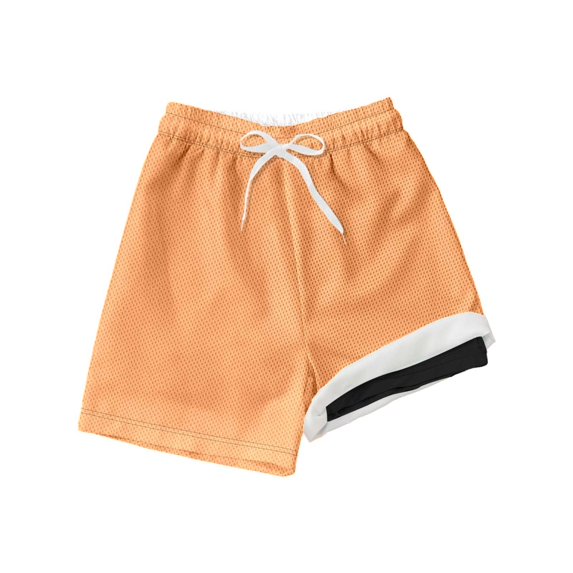 SGMVNU Boys Swim Trunks with Liner, Tropical Print Swimwear Bottoms Beach Board Shorts Athletic Swim Shorts ,Size 3-4 Years, mr1-Orange