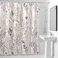 thumbnail image 4 of Floral Plant Fabric Shower Curtain Flower Leaves Washable Shower Curtains for Bathroom, Waterproof Bath Curtain with Hooks Home Decor 72x84in, 4 of 8