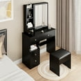 thumbnail image 5 of Huloretions Makeup Vanity Set Dresser Desk Cushioned Stool Set With Large Right Sliding Mirror For Girls Up To 5.6ft Tall, 5 of 9