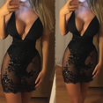 thumbnail image 4 of Sexy Womens Mesh Bodycon Evening Party Cocktail Club Bandage Short Mini Dress, 4 of 5
