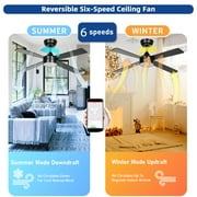 DEXTRUS 48 Black LED Downrod Mount Indoor/Outdoor Ceiling Fan with Remote Control