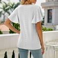 thumbnail image 4 of pimelu Womens Tops Tops for Women Trendy Ruffle Sleeve Lightweigh Hollow out Blouses Summer Casual Solid T-shirt Ladies Crewneck Short Sleeve Tunic Top, 4 of 6
