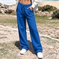 thumbnail image 4 of qolati Wide Leg Sweatpants for Women Lightweight Casual Low Rised Baggy Sweatpants Y2k Drawstring Fleece Lined Lounge Pants with Pockets, S-3XL, 4 of 8
