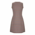 thumbnail image 5 of Ladies Pajamas New Women's Casual Striped Summer Sleepshirt Sleeveless Crewneck Pleated Tshirt Sundresses Nightgown with Pockets Khaki L, 5 of 7