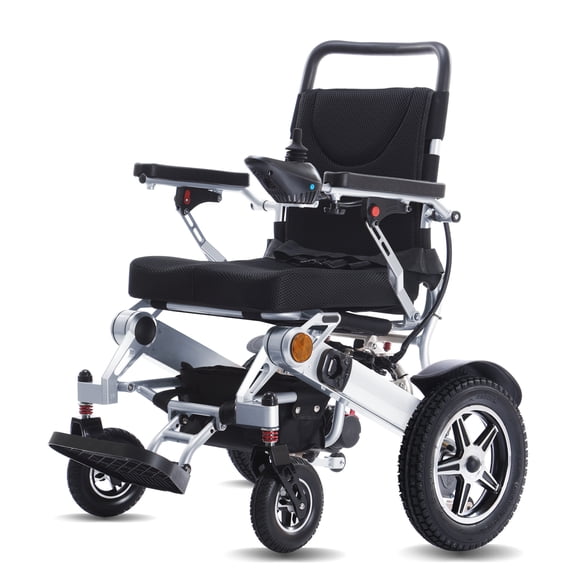 YEBEI 40Km Foldable Electric Wheelchair Portable Electric Wheelchairs for Adults and Seniors Light Electric Wheelchair Battery 20Ah Electric Wheelchair Weights Load Capacity 300lbs Sliver