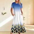 thumbnail image 1 of Fankiway Robe Longue Imprimée à Manches Courtes Col Rond Ample Grande Taille pour Femmes Rondes Robes de Printemps pour Femmes 7119, 1 of 6