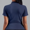 thumbnail image 4 of LEKWK Athletic Jacket Women Short Sleeve Stand Collar Workout Tops Slim Fit Full Zip Stretchy Comfy Solid Shirt Summer Fashion Casual Running Yoga Outfits, 4 of 4