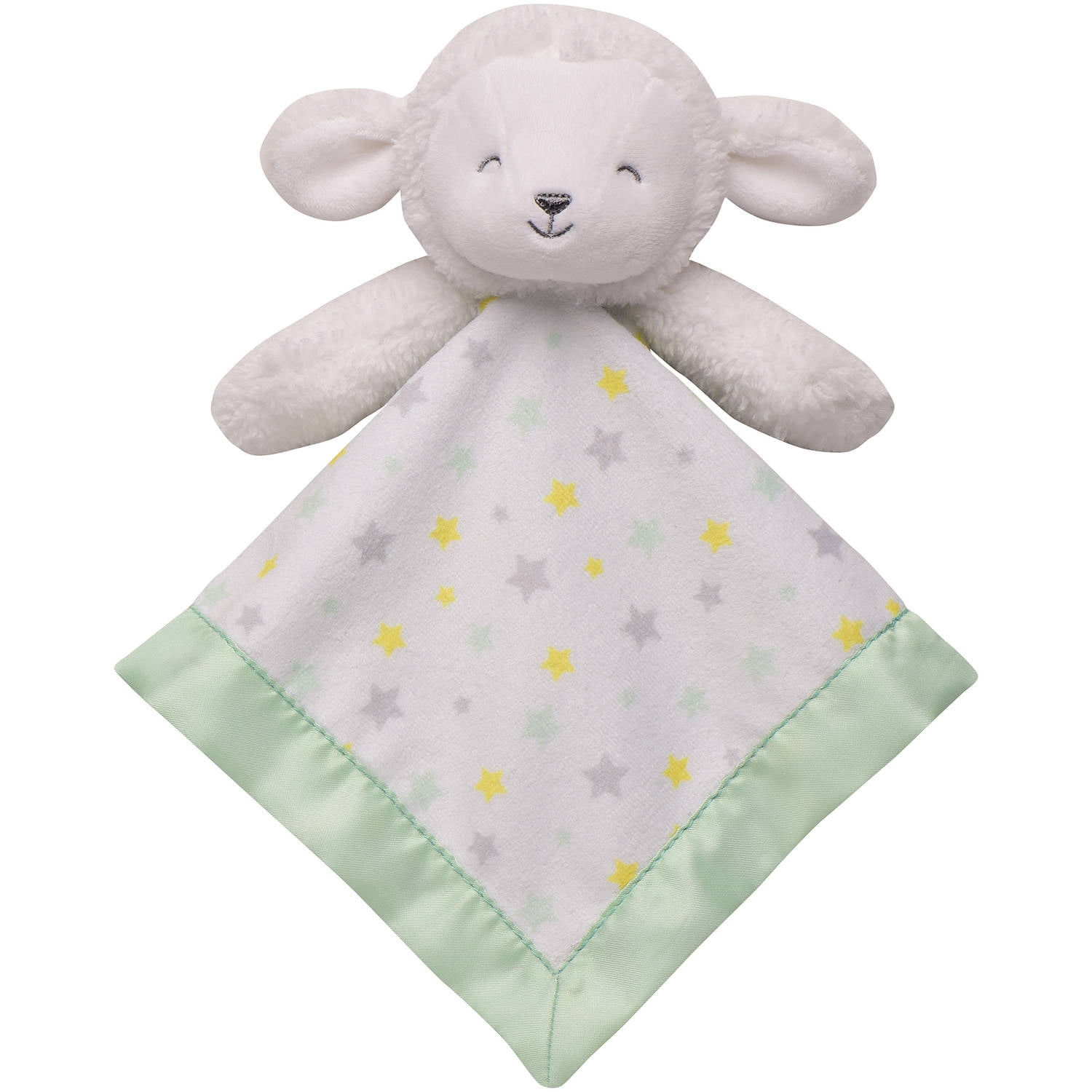 Carters Lamb Gray White Stars Security Blanket Soft Plush Baby Lovey 67048 NWT 