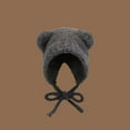 thumbnail image 4 of Cute  Ear Protection Y2k Warm Bear Ear Wool Hat Beanies Cap Winter Hat Knitted Bomber Cap BLACK, 4 of 7