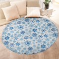 thumbnail image 4 of Blue Christmas Snowflake Pattern Round Blanket,Comfortable Soft Flannel Throw Blanket,All Season,Warm Lightweight Blankets for Sofa Bed Couch Living Room Chair 47"x47", 4 of 5