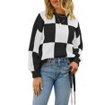 thumbnail image 1 of Seyurigaoka Women Argyle Plaid Sweater Vintage Knit Pullover V Neck Long Sleeve Oversized Sweatshirt Jumper Tops Preppy Streetwear, 1 of 9