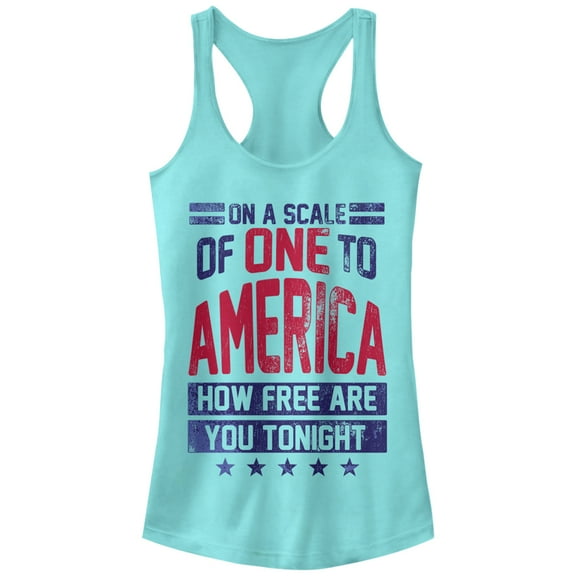 Junior's CHIN UP 4th of July America How Free are You Tonight Racerback Tank Top Cancun Large