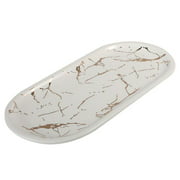 1pc Nordic-style Marble Elliptical Rectangular Ceramic Tray Food Porcelain Plate