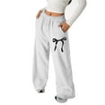 thumbnail image 7 of Kids Sweatpants Girls Athletic Joggers with Pockets Drawstring Loose Fit Bowknot White Sweatpants Boys Pants Size 8-9 Years, 7 of 7