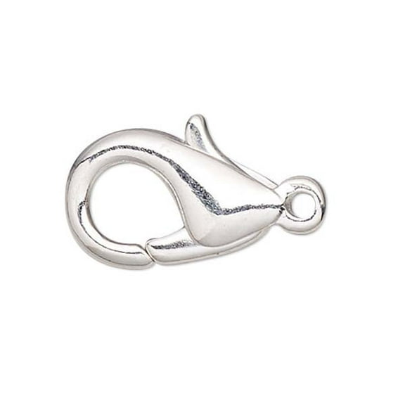 30 BdBeads 12mm (1/2 inch) Long Lobster Claw Clasps with Ring Hole and Lever Latch for Secure Metal Jewelry Ends (Silver Plated)