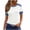 A135 White, variant on T-Shirt for Women Short Sleeve Crewneck Raglan Denim Contrast Patchwork Waffle Knit Fabric Casual Slim Fit Soft Breathable Lightweight Summer Fashion Tops