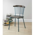 thumbnail image 6 of 21" X 19" X 32" Brown Oak Wood and Teal Metal Side Chair Set of 2, 6 of 6
