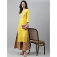 thumbnail image 3 of Janasya Women's Mustard Poly Rayon Solid Straight Kurta, 3 of 8