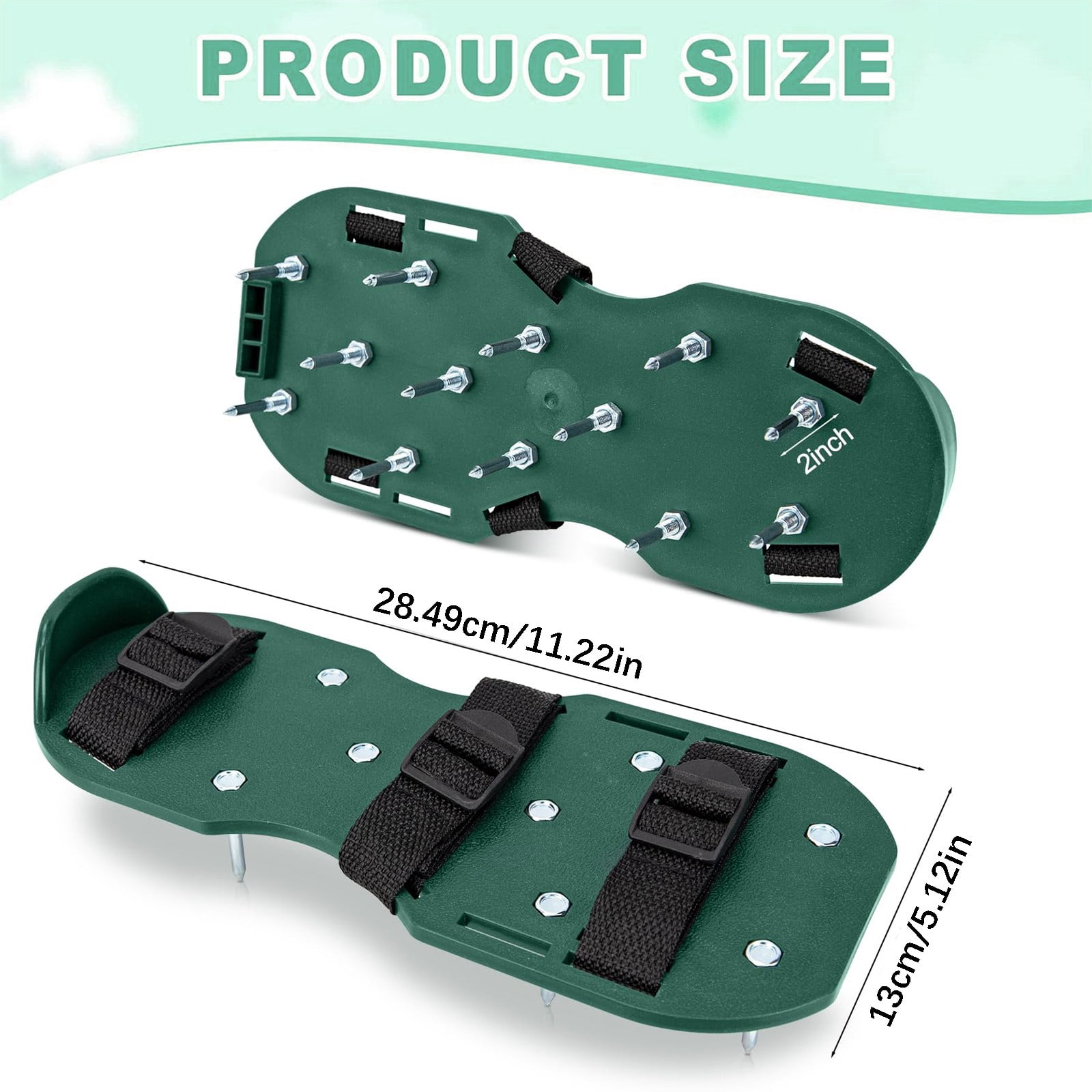 lawn aerator shoes,lawn aerator,aerating shoes for lawn,All New Unique Design Free-Installation Heavy Duty Spiked Aerating Sandals,One-Size-Fits-All for Yard Patio Lawn Garden(Green)