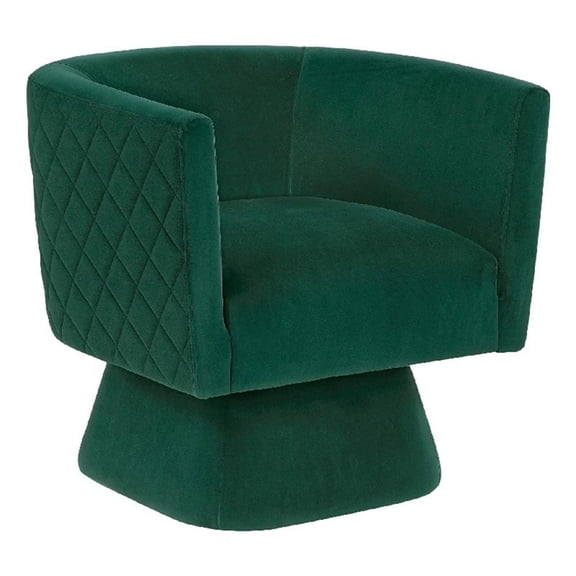 Swivel Accent Armchair- Diamond Stitch Back- Emerald Green Velvet