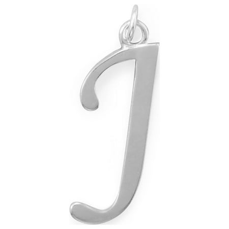Precious Stars Sterling Silver Unisex Initial Letter J Pendant - No Chain, Pendant Only
