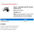 thumbnail image 2 of Starter - Compatible with 2001 Hyundai XG300 3.0L V6, 2 of 2