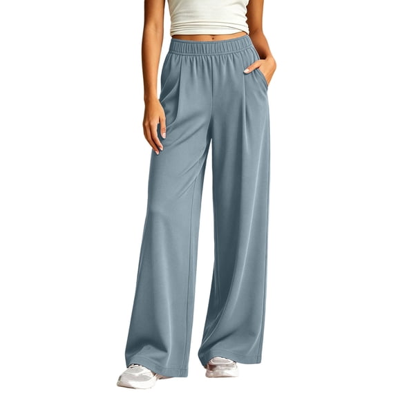ZHYou No Boundarie Wide Leg Pants for Women Stretchy Waisted Pull On Baggy Fit Casual Pants for Daily Wear,Gray,Size 2XL