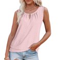 thumbnail image 5 of ClodeEU Women's Round Neck Eyelet Embroidery Tank Top, Loose Fit Solid Color Casual Summer Shirt Pink,Womens Plus M, 5 of 9