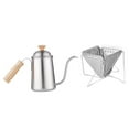 thumbnail image 3 of Hervidor de café con , tetera de goteo con cuello de cisne, taza de filtro plegable, juego de tetera con para viajes de negocios Sin papel de filtro, 3 of 8