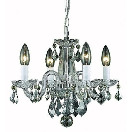 Chrome Pendant Light - 4-Light Rococo Style Crystal Chandelier for Dining Room