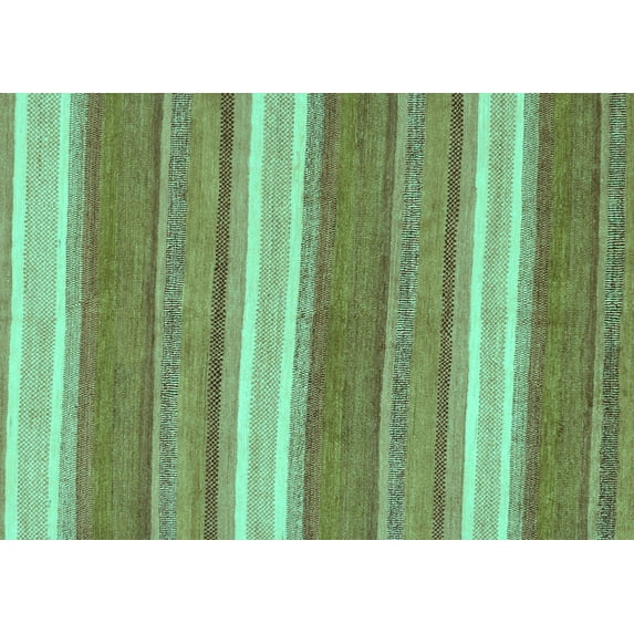 Ahgly Company Machine Washable Indoor Rectangle Abstract Turquoise Blue Modern Area Rugs, 3' x 5'