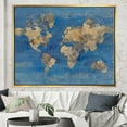 thumbnail image 3 of Carte du Monde Bleue Dorée - Toile Encadrée Charmant, 3 of 3