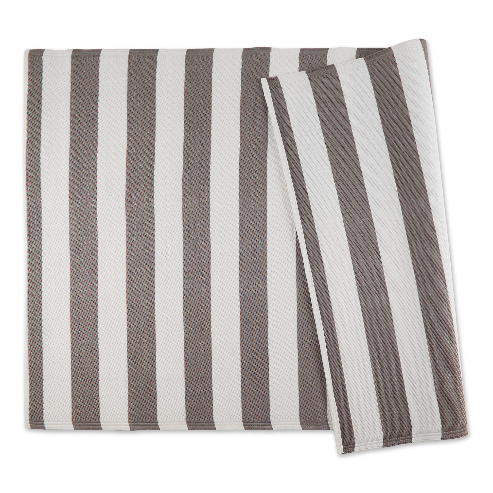 Stone and White Stripe Outdoor Rug 4x6 Ft