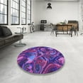 thumbnail image 4 of Ahgly Company Machine Washable Indoor Round Transitional Dark Magenta Purple Area Rugs, 3' Round, 4 of 7