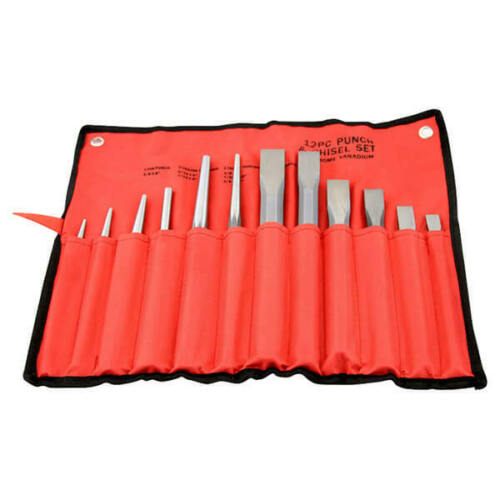 12Pieces Mechanics Steel Metal Punch & Chisel Tool Set Cold Center