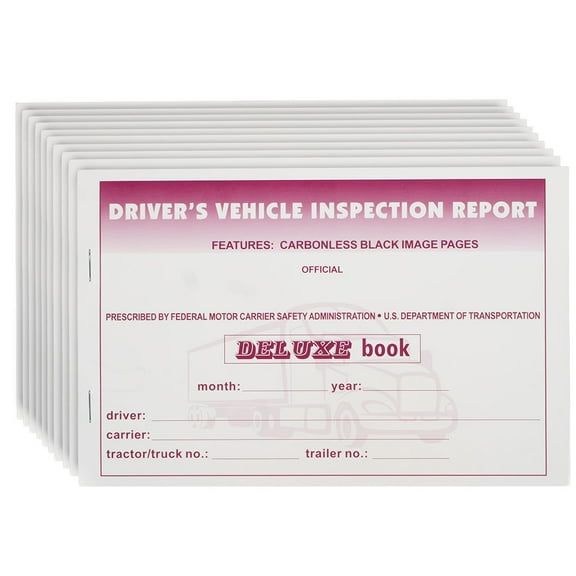 Driver’s Vehicle Inspection Report Book (31 Sets of Forms) for Truck Drivers - 5-1/2" x 8-1/2", Carbonless 2-Ply, Pre-Trip Inspection Book Meets FMCSR Requirements & DVIR (10 Pcs)