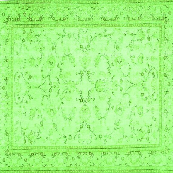 Ahgly Company Indoor Square Abstract Green Contemporary Area Rugs, 4' Square