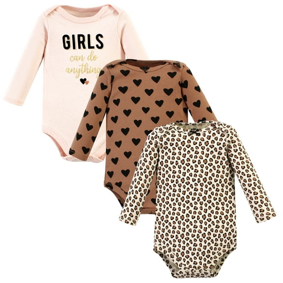 Luvable Friends Hudson Baby Long-Sleeve Bodysuits 3pk, Cinnamon Love, 0-3M