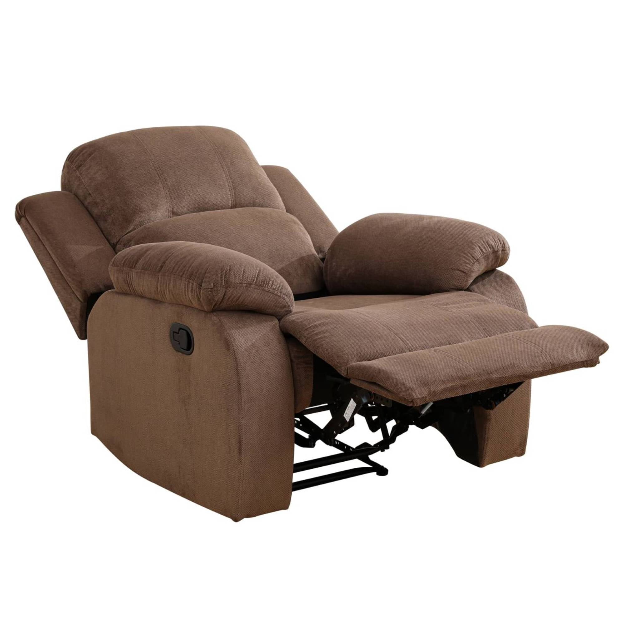 TrumanPick Manual Velvet Recliner Chair,Overstuffed reclining Armchair Home Theater Recliner Sofa for Living Room, Brown
