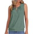 thumbnail image 3 of ClodeEU Women's Round Neck Eyelet Embroidery Tank Top, Loose Fit Solid Color Casual Summer Shirt Army Green,Womens Plus XXL, 3 of 9