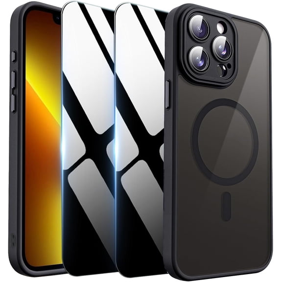 Magnetic Case for iPhone 17 Pro Max with Privacy Screen Protector & Camera Cover [Compatible with MagSafe],Soft Shockproof Phone Case Protective Bumper Cover for iPhone 17 ProMax,Black