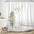 thumbnail image 2 of Asian Zen Stone Shower Curtain Spa Pebble Grass Reflection in Water Simple Japanese Bathroom Decor for Meditation 72x84 Inch Waterproof Fabric with Hooks, 2 of 5