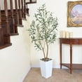 thumbnail image 3 of Nafresh 5ft Faux Olive Tree with Multiple Real Wood Trunks & White Decorative Tall Planter, 60in Artificial Olive Tree for Home Office Bedroom Porch Balcony Decor, 3 of 9