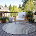 thumbnail image 5 of 8' Gray Silver And Beige Round Abstract Washable Indoor Outdoor Area Rug, 5 of 5