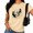 Apricot, variant on Blue Women's Soft Vintage Witchy Celestial Two Raven Blue Floral Graphic Short Sleeve T-Shirt Tops