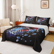 Homewish Ice Hockey Sports Full Size Sheets, Art Watercolor Splatter Bed Sheets, Teens Kids Girls Boys Sheet Sets, Super Cozy Room Decor, 4 Pieces