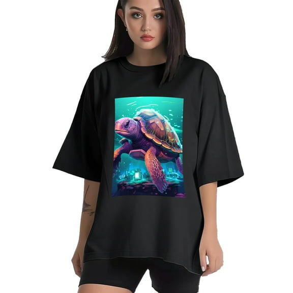Plus Size Shirt for Women Black Tops for Women Short Sleeves Shirt for Women Turtle T Shirt Crewneck Shirt for Women XS