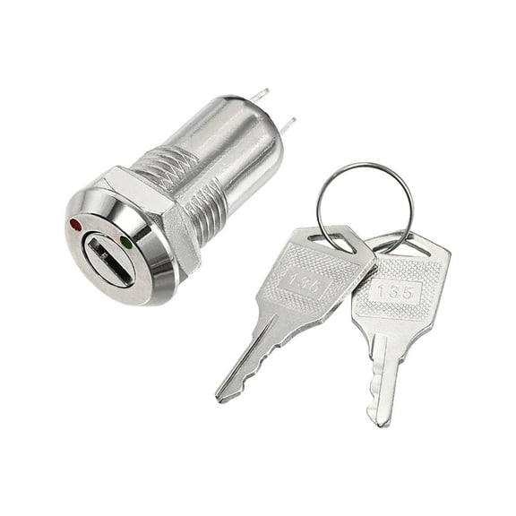 12mm 2 Positions Key Locking Push Button Switch With Keys NO-OFF 1pcs