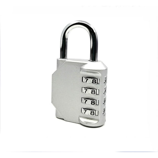 HUGFEGWE 4 Dial Padlock Combination Padlock Keyless Security Universal Travel Accessories for Cabinet Tool Box (Silver) CJB91-69378